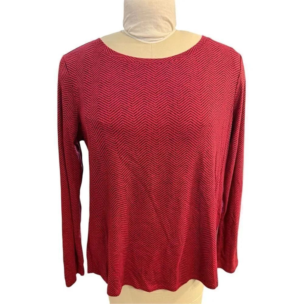 J. Jill Perfect Pima Cotton Crew Neck Long Sleeve Tee Large Petite